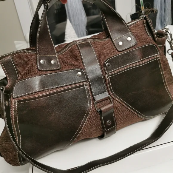 Matt & Nat Canvas and Leather Hobo Zip Bag - Picture 3 of 12